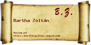 Bartha Zoltán névjegykártya